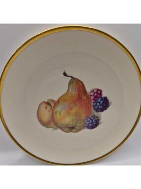 Thomas Ivory Bavaria Germany Porcelain Fruit  Themed Plate Gold Rim 7.5"